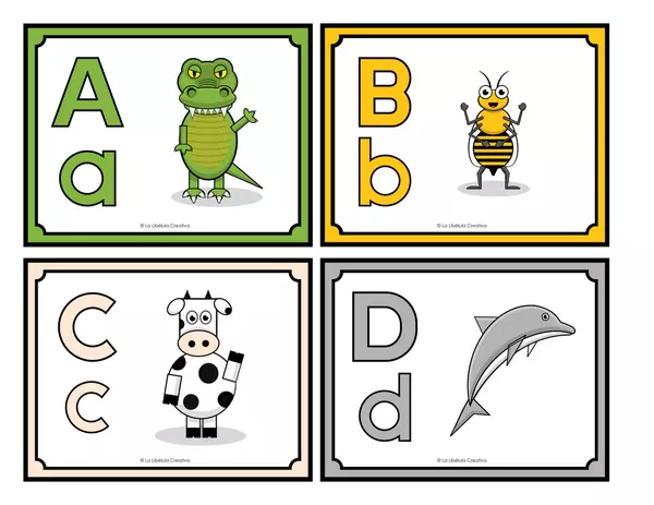 Flash Cards Alphabet Animals ABC Cut Color