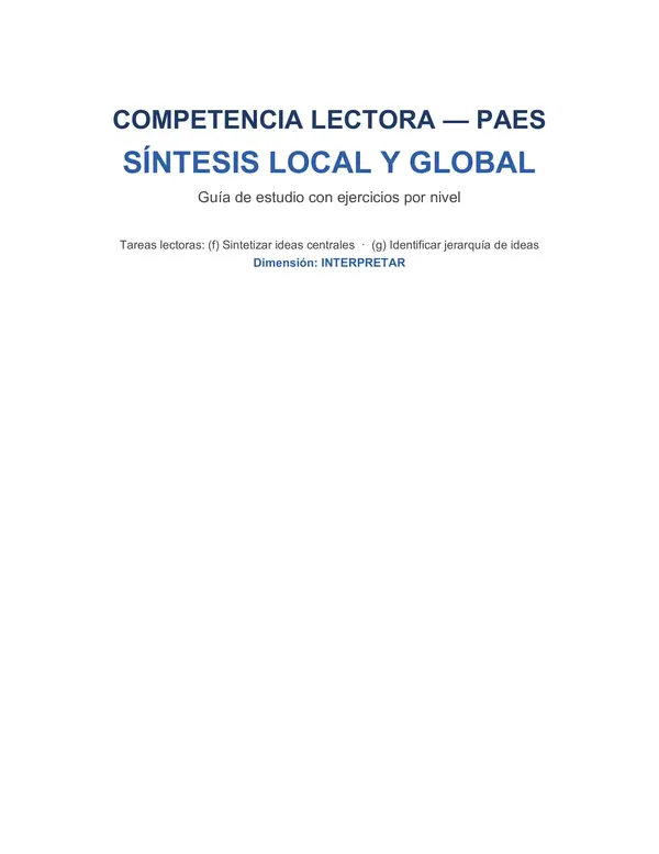 Ejercicios de síntesis PAES