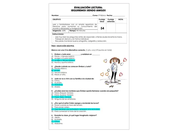Prueba Lectura - Seguiremos siendo amigos
