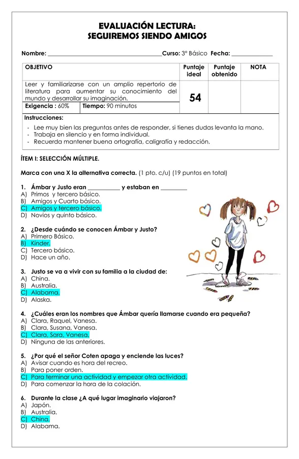 Prueba Lectura - Seguiremos siendo amigos
