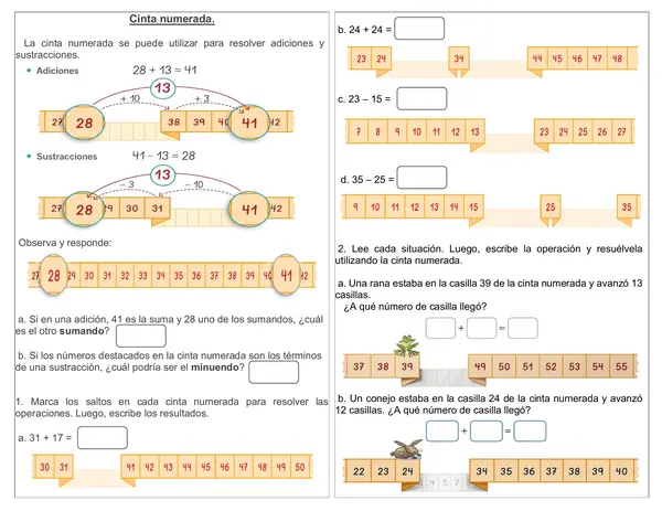 Guía de matemática 1° básico "Cinta numerada"