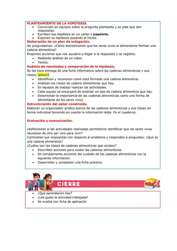 Secion de la cadena alimentaria