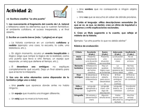 Guía de trabajo - Final para un cuento fantástico