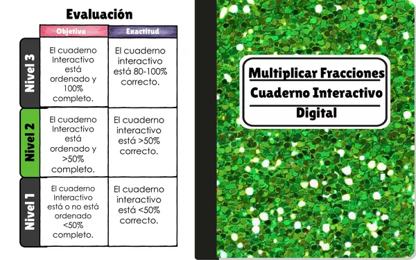 Multiplicación de fracciones cuaderno interactivo digital