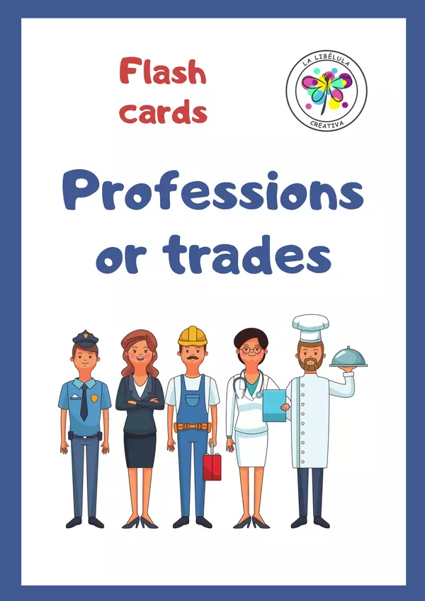 Flash Cards Professions and Trades Vocabulary English Cut Color Picture