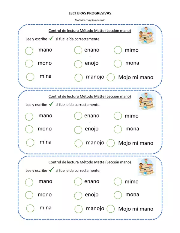 Lectura Progresiva Lección Mano (letra j,m,n)