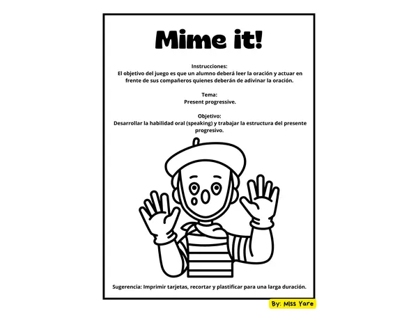 Mime it game - warm up or wrap up
