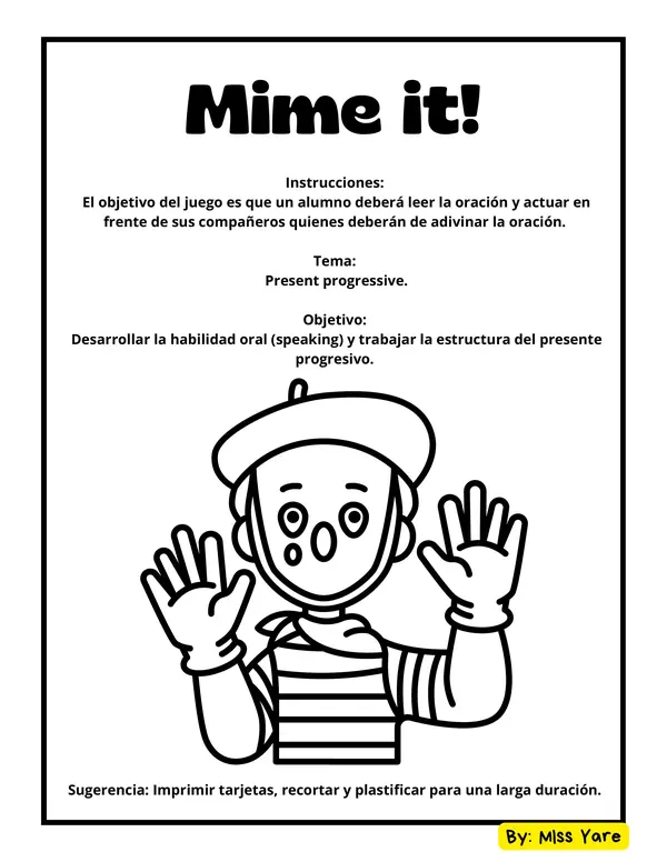 Mime it game - warm up or wrap up