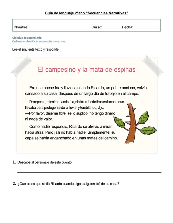 Guía de lenguaje 2°año "Secuencia narrativa"