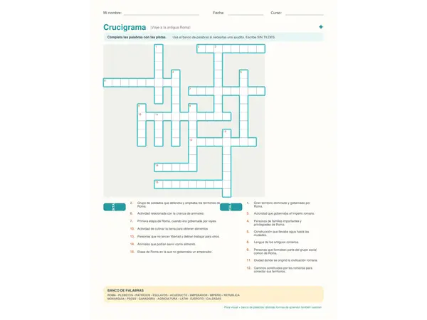 CRUCIGRAMA ROMANOS 3 BÁSICO