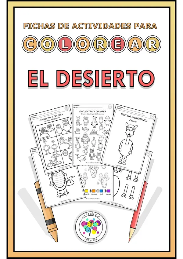 Fichas actividades colorear animales desierto salvajes 