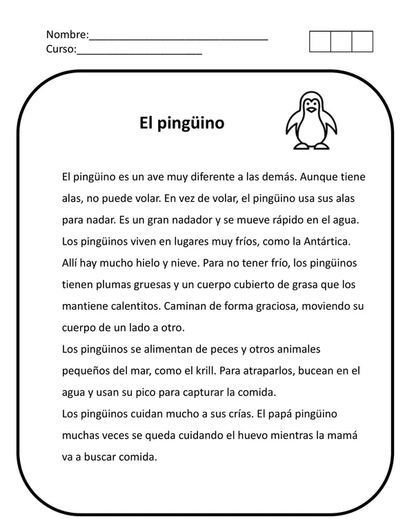 Fichas de Comprensión de Lectura- Animales