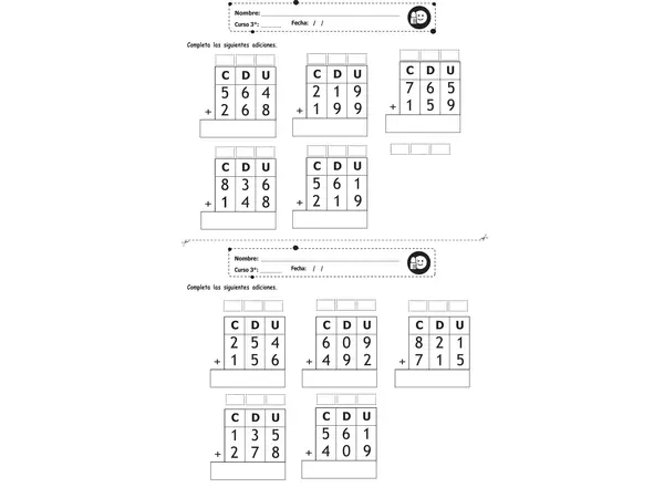 Fichas de adiciones