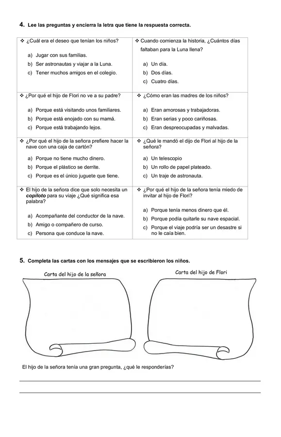Prueba de lectura complementaria " Viaje a la Luna"