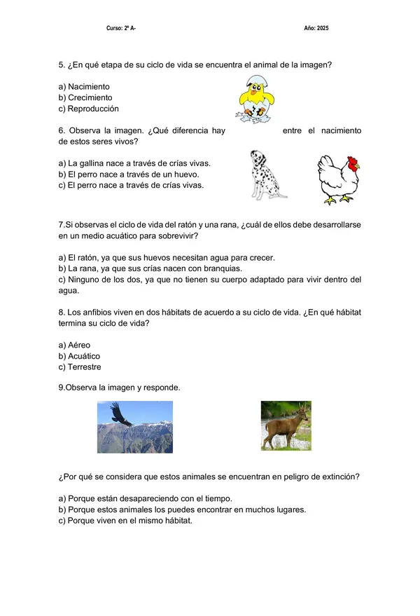  Evaluación Ciclo de vida y animales en peligro de extinción 