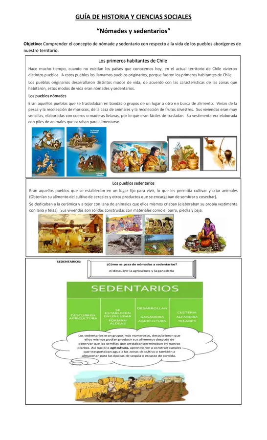 Guía Historia y ciencias sociales "Pueblos nómades y sedentarios"
