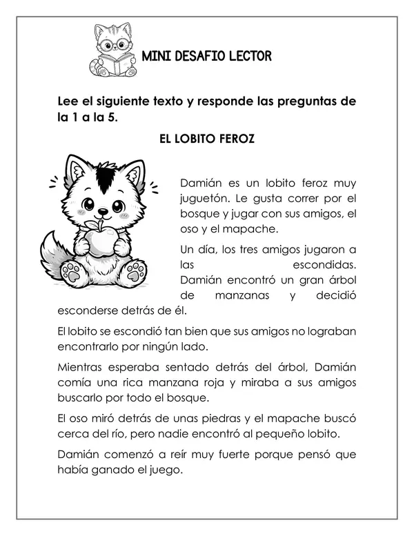 MINI DESAFIO LECTOR "EL LOBITO FEROZ"