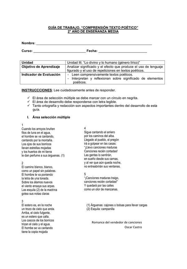 Identificar actitudes del hablante lírico actividad complementaria