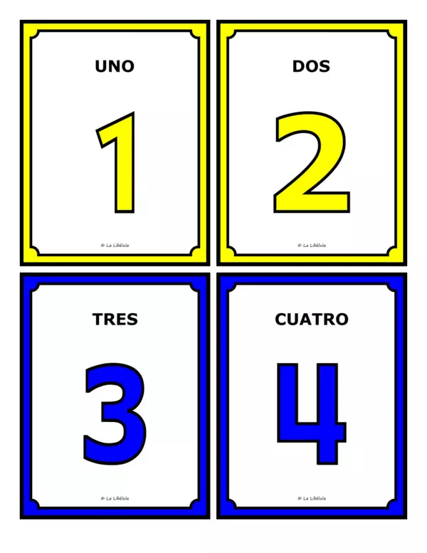 Flash Cards Tarjetas Ilustrativas Números 1 al 100 Signos Matemáticos Español