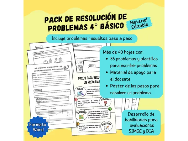 Pack Resolución de problemas 4° básico