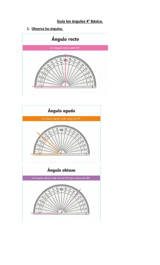 Guía de ángulos 4° básico.