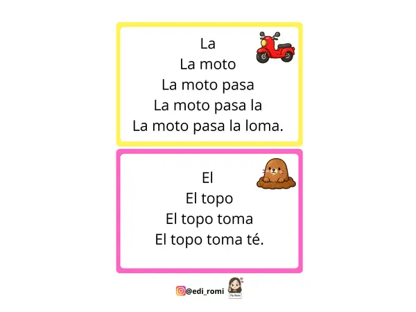 Fichas lectura en pirámide - Consonantes m - l - p - s - t