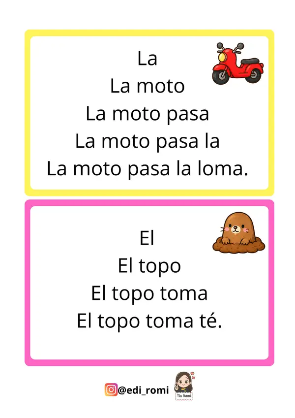 Fichas lectura en pirámide - Consonantes m - l - p - s - t
