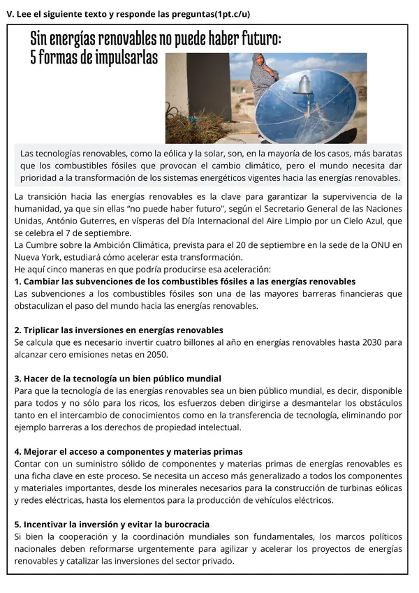 Evaluación de Ciencias Naturales: Energía Eléctrica - Transformaciones y Fuentes
