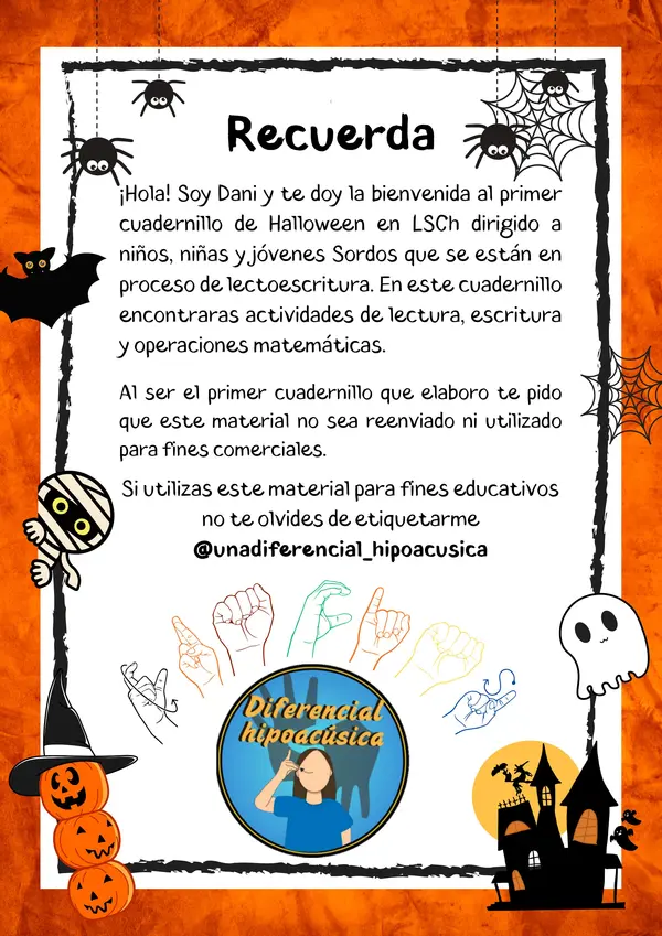 Cuadernillo de Hallowen en LSCH