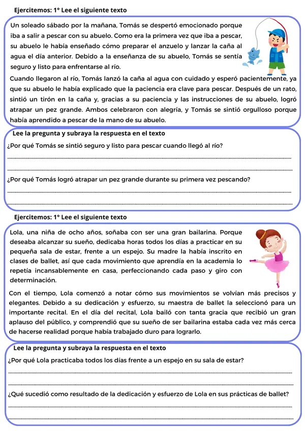 Comprensión, Establecer la causa de un hecho en un texto .