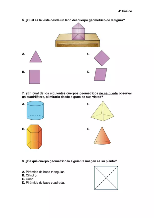 Evaluación matemática 4°año "Geometría"