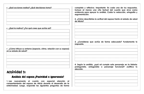 Guía de trabajo - Participación de los personajes en el desarrollo de los acontecimientos