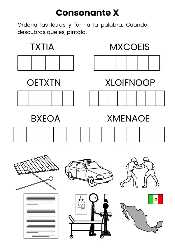 Guía: Ordena las letras X