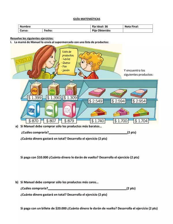Ejercicios con dinero