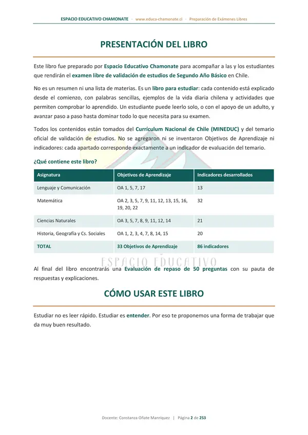  Material de preparación para Exámenes Libres 2º Básico