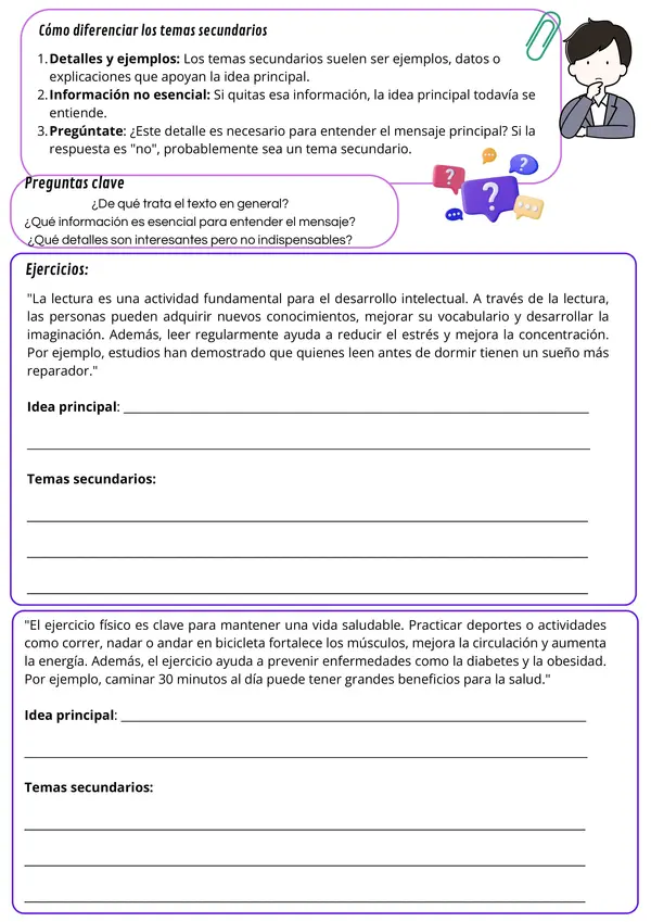 Identificar Idea principal y secundarias