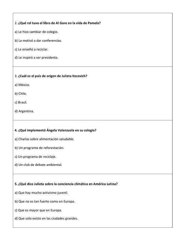 Comprensión lectora: Infografía - Jóvenes activistas por el medioambiente