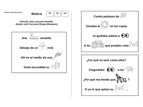 Canción "Una cuncuna amarilla"
