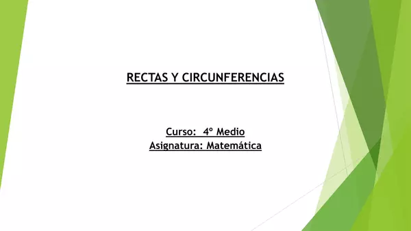 Presentacion  RECTAS Y CIRCUNFERENCIAS, Matematicas, Cuarto Medio