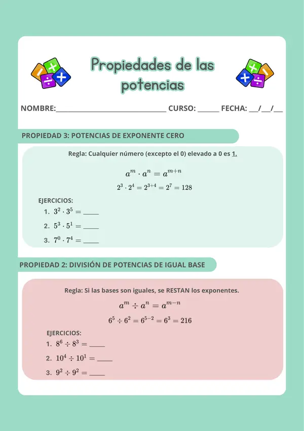 Guia de repaso propiedades de potencias 