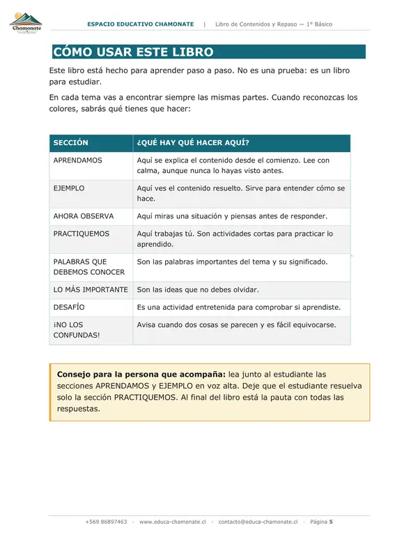 Material de preparación para Exámenes Libres 1º Básico 