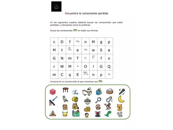 Encuentra la consonante perdida con M, L y P