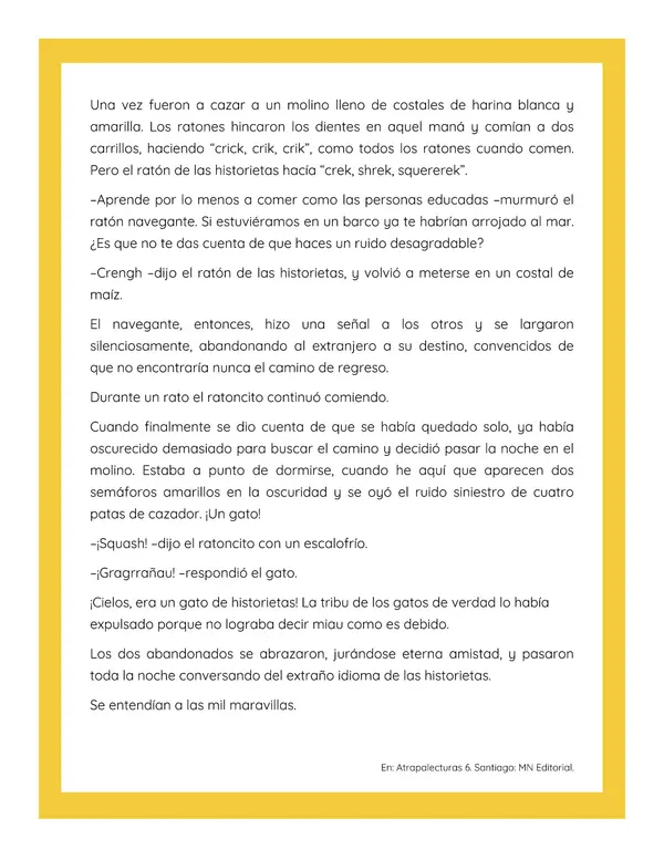 Comprensión lectora: Cuento - Un ratón de las historietas