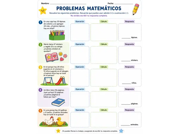 Resolver problemas matemáticos 2do Básico