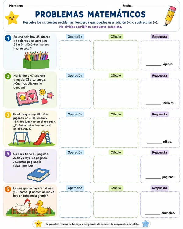 Resolver problemas matemáticos 2do Básico