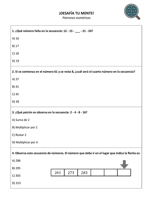 Patrones numéricos - Guía de ejercicios 