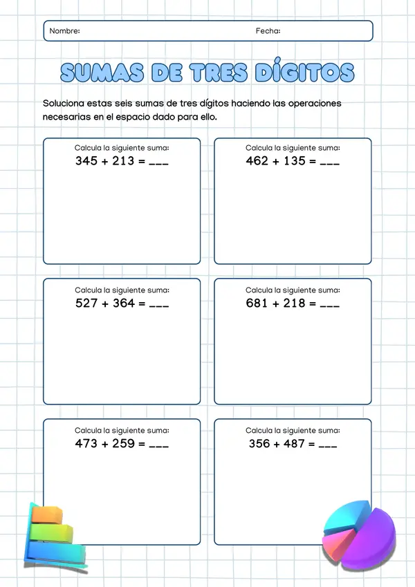 Guía de Matemática: Sumas de Tres Dígitos (Adición con y sin canje)
