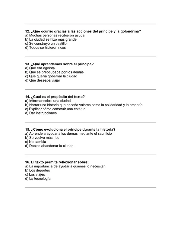 Prueba del libro "EL PRÍNCIPE FELIZ" (OSCAR WILDE)
