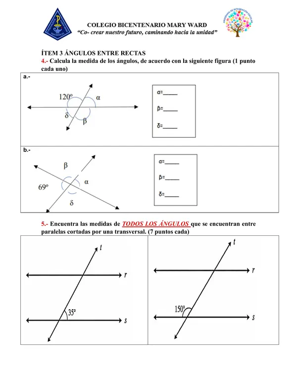 Prueba 5tos plano, rectas y angulos