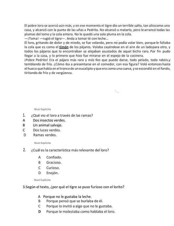 Prueba Lenguaje 4° Básico